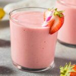 Healthy Homemade Strawberry Breakfast Smoothie with Banana