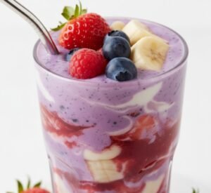 Berry Blast Protein Smoothie | Healthy & High-Protein Recipe 33 Berry Blast Protein Smoothie in a glass jar