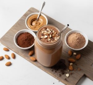 Chocolate Almond Energy Smoothie Recipe | Healthy Chocolate Protein Shake for Energy & Recovery 31 Chocolate almond energy smoothie with cocoa and almond butte