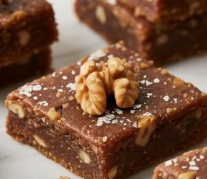 Anjeer Walnut Barfi Recipe | Healthy Fig & Walnut Indian Sweet 3 Fig Walnut Barfi close up