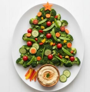 Christmas Tree Veggie Platter with Dip