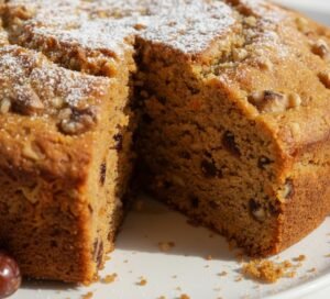 Eggless Carrot and Dates Cake Recipe | Soft, Moist & Healthy 9 moist eggless carrot dates cake close up